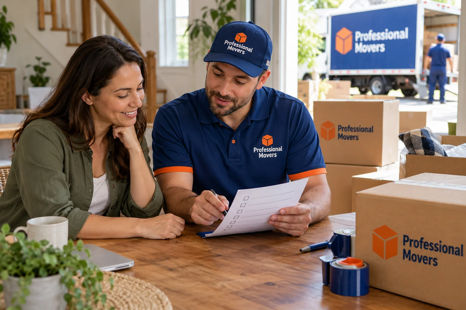 Employee and branded relocation coordinator review moving checklist